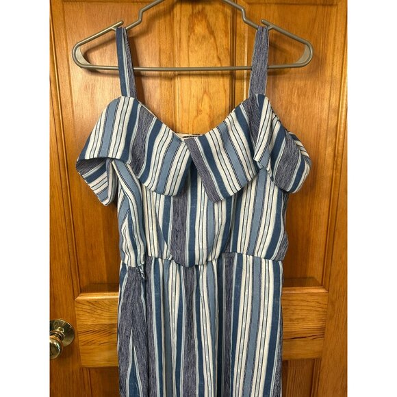 Luxology Womens Size 8 14x52 Cold-Shoulder Maxi Dress Striped Flowy Summer Dress - Picture 2 of 8